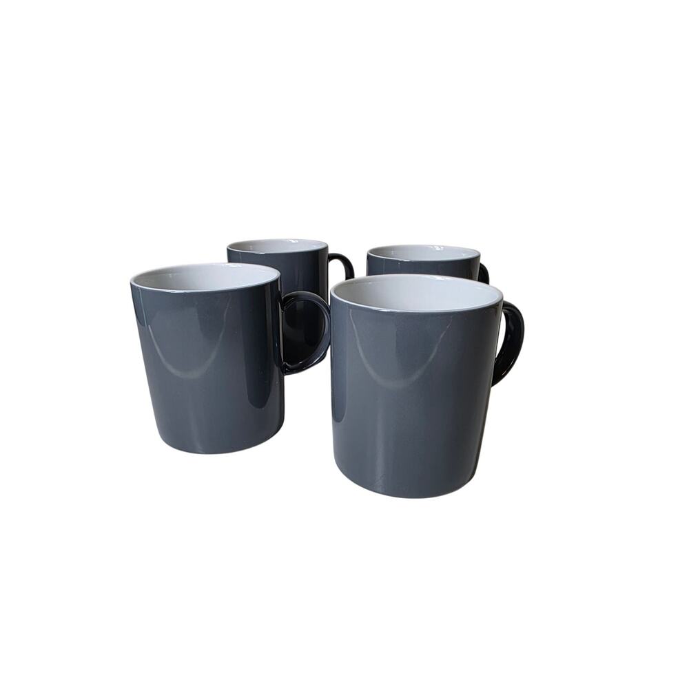 THOMAS Sunny Day Slate Gray White Center Medium Coffee Mugs Germany Set of 4